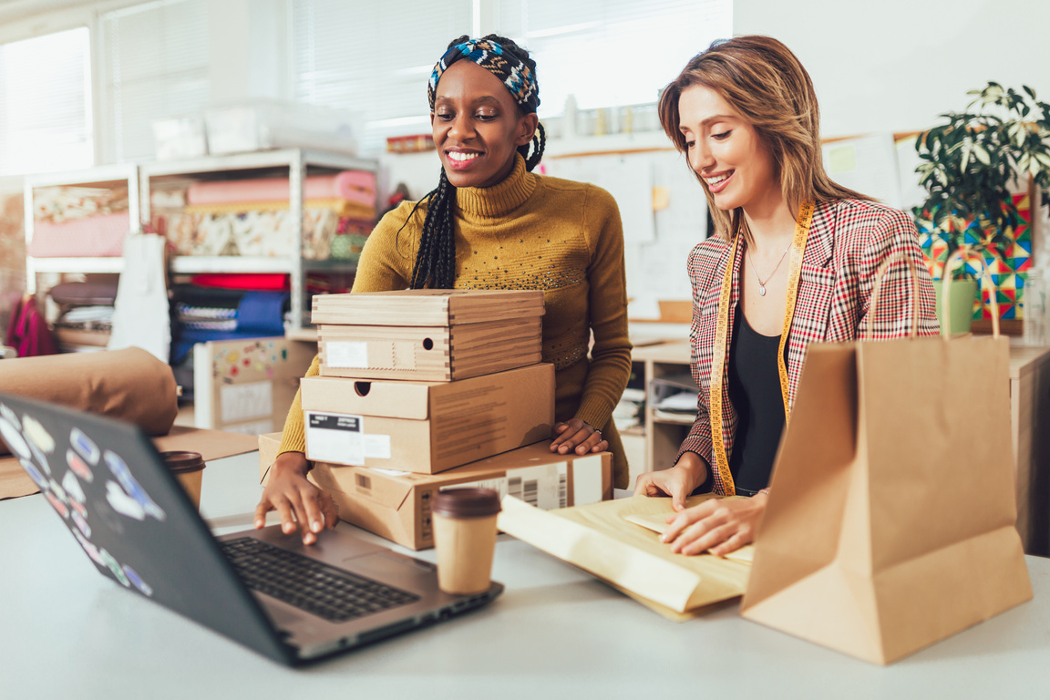 Sales Online. Working women at their store.